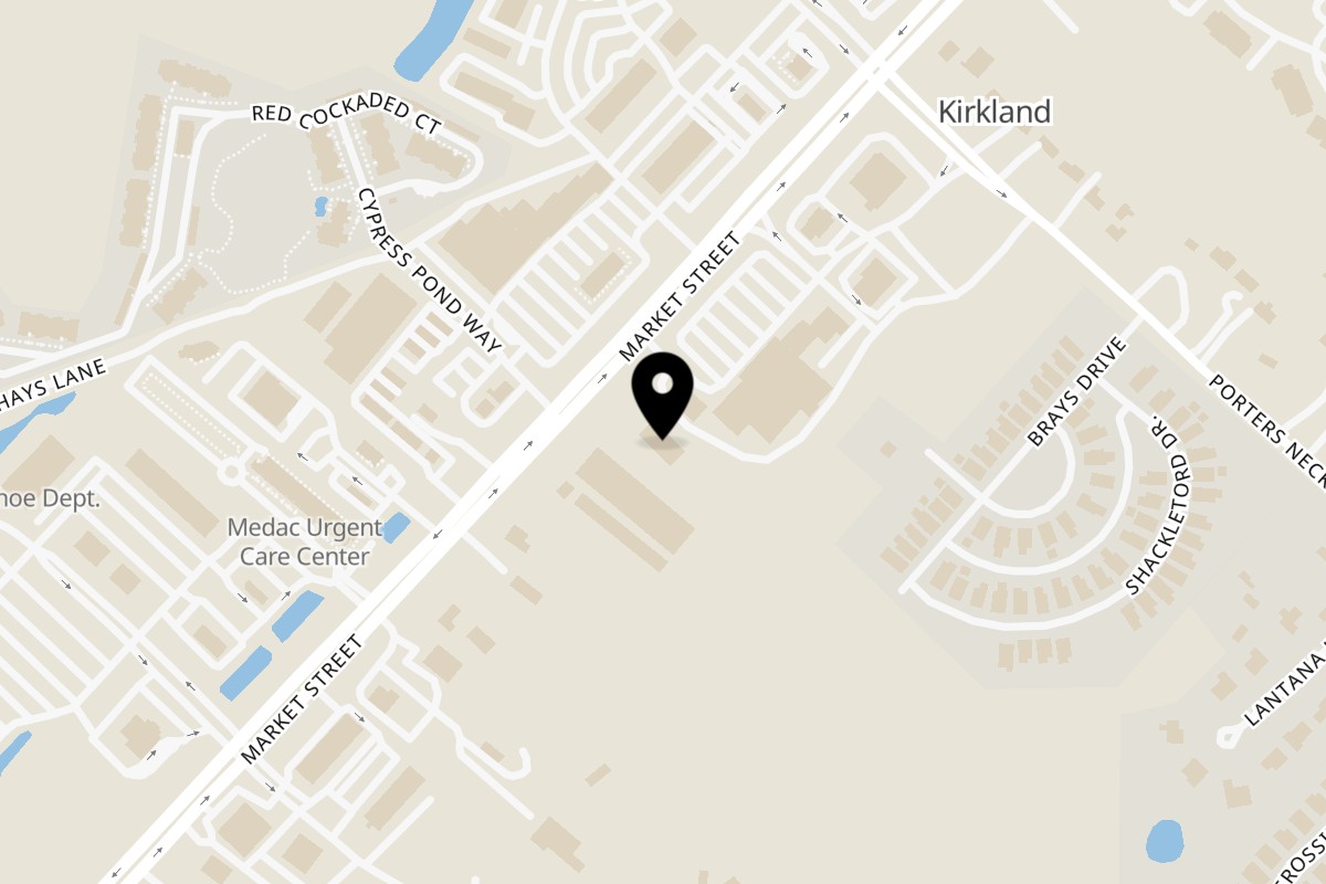 Map showing the location of MeMa's Chick'n' & Ribs on 8232 Market St in Wilmington